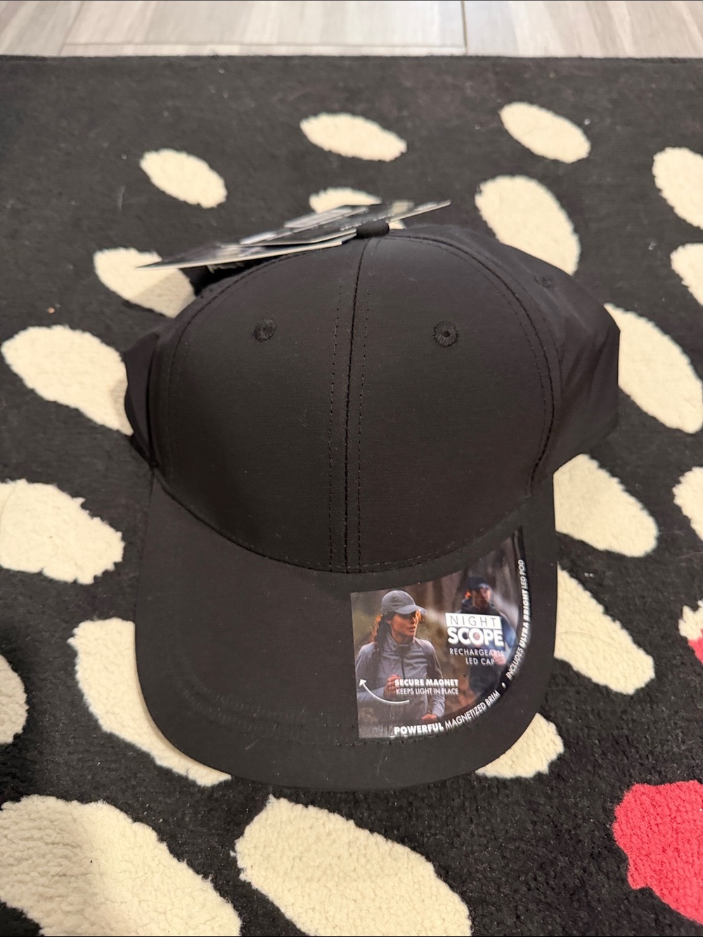 Black Men's Baseball Cap with Magnetic LED Holder